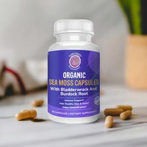 Organic Sea Moss Capsules with Bladderwrack and Burdock Root | Organic Capsules | 60 Capsules