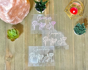 Clear Cash Envelopes, Lotus A7 Moterm Sized Laminated Cash Stuffing Envelopes with Personalisation for Cash Stuffing and Budgeting