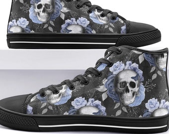 Skulls High Top Shoes / Skulls Custom Print Shoes / Skulls Sneakers / Skulls Gothic Shoes