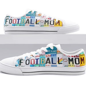 Football Mom, Baseball Lovers Personalized Custom Shoes, Sports Canvas Shoes, Unisex Lowtop, Gift for Mom Fashion Shoes