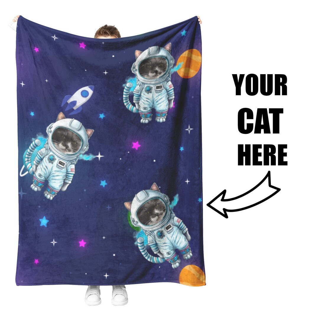 Personalized Fleece Cat Blanket Pet Photo Blanket Personalized Cat