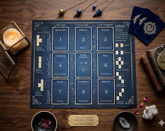 New Petit Lenormand 9-card spread mat, interpretation aid, French learning, LUXURY