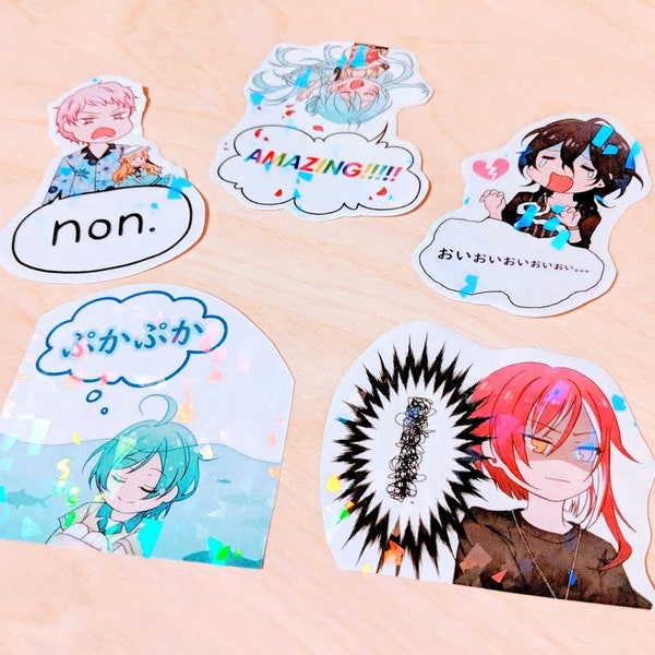 Ensemble Stars Holographic Stickers Oddballs Set (Natsume, Shu, Rei, Wataru, Kanata) Enstars Sticker