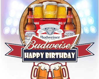 Budweiser Beer Bottle Box Icing Cake Topper Personalised Message Budweiser Beer Bottle Box Icing Cake Topper Personalised Message