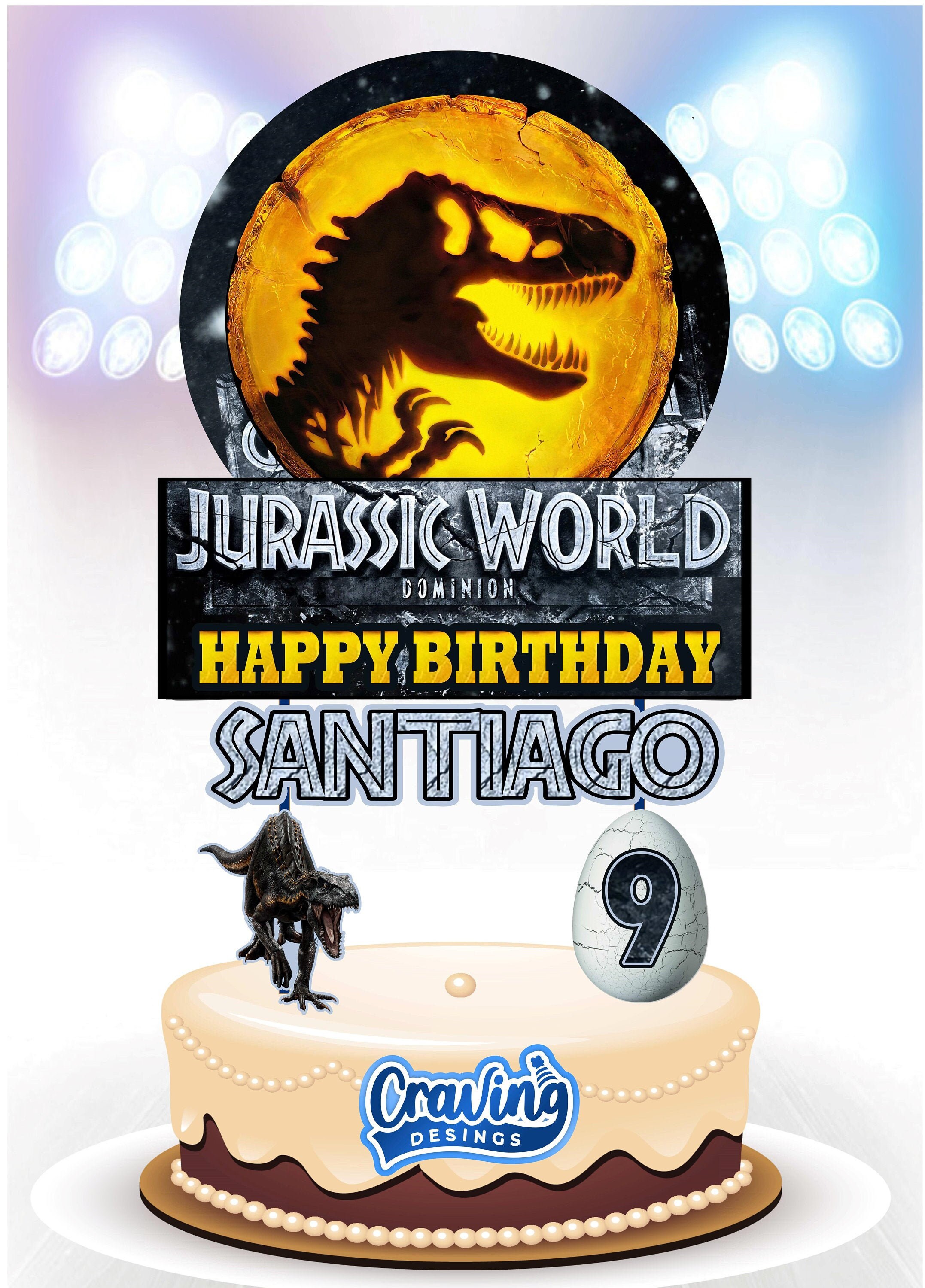 Jurassic World Cake Topper Jurassic World Birthday Jurassic Etsy
