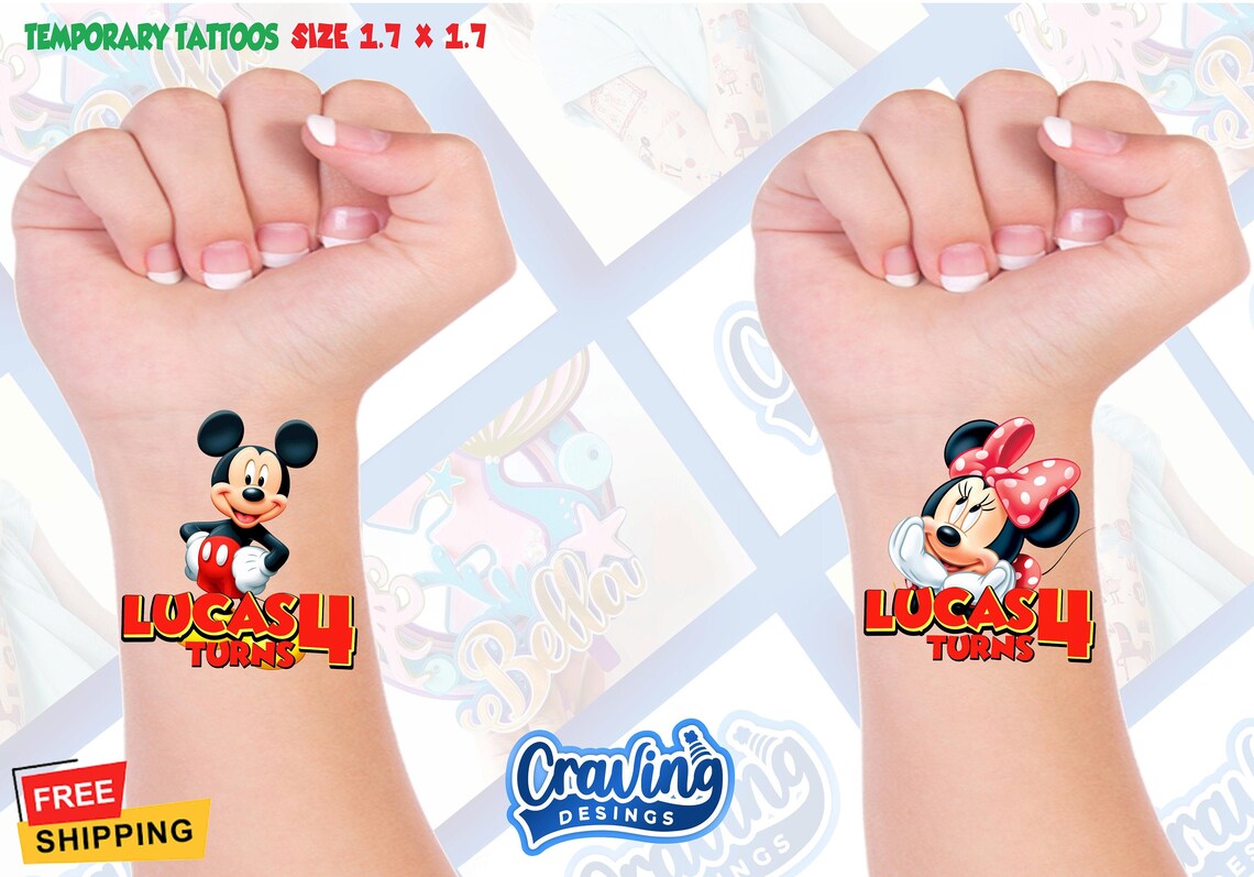 Mickey Mouse Temporary Tattoo Temporary Tattoo Customizable Etsy UK