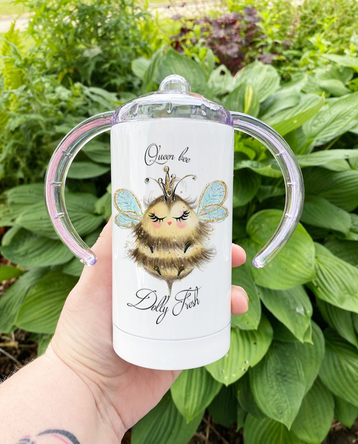 Personalised Queen Bee cup two handle cup with spout for Etsy