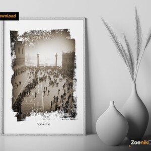 PRINT Piazza San Marco / Venice Italy / Poster Home / Digital Download Art / Oil painting effect / Instant download