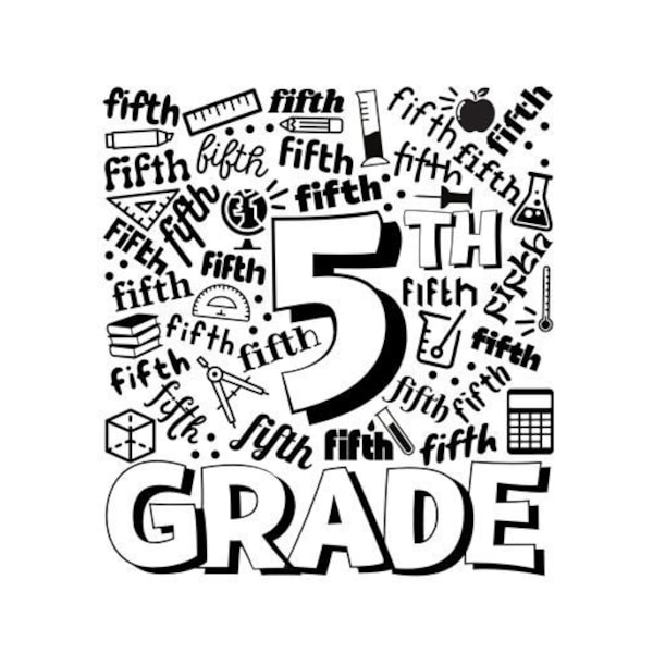 5th Fifth Grade Typography INSTANT DOWNLOAD jpg, svg, png, for use with programs like Cricut Design Space