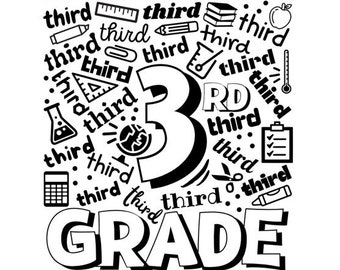 3rd Third Grade Typography INSTANT DOWNLOAD jpg, svg, png, for use with programs like Cricut Design Space