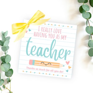 Teacher Thank You Gift Tag Printable, I Really Love Having You as My ...