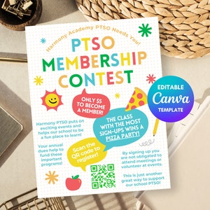 Editable PTA Flyer Template, PTA membership drive, Canva Template for PTO Registration, Pto Membership Flyers, Templates for Pta President