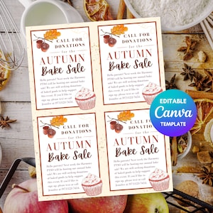 Autumn Bake Sale Mini Flyer Template, Fall Bake Sale Quarter Sheet Flyer for Church Event, PTA Fundraiser Flyer, Autumn PTO Flyer Bake Sale