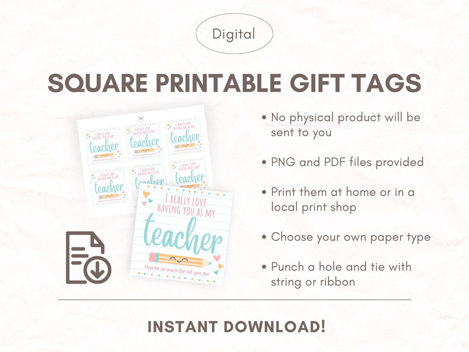 Teacher Thank You Gift Tag Printable, I Really Love Having You as My ...