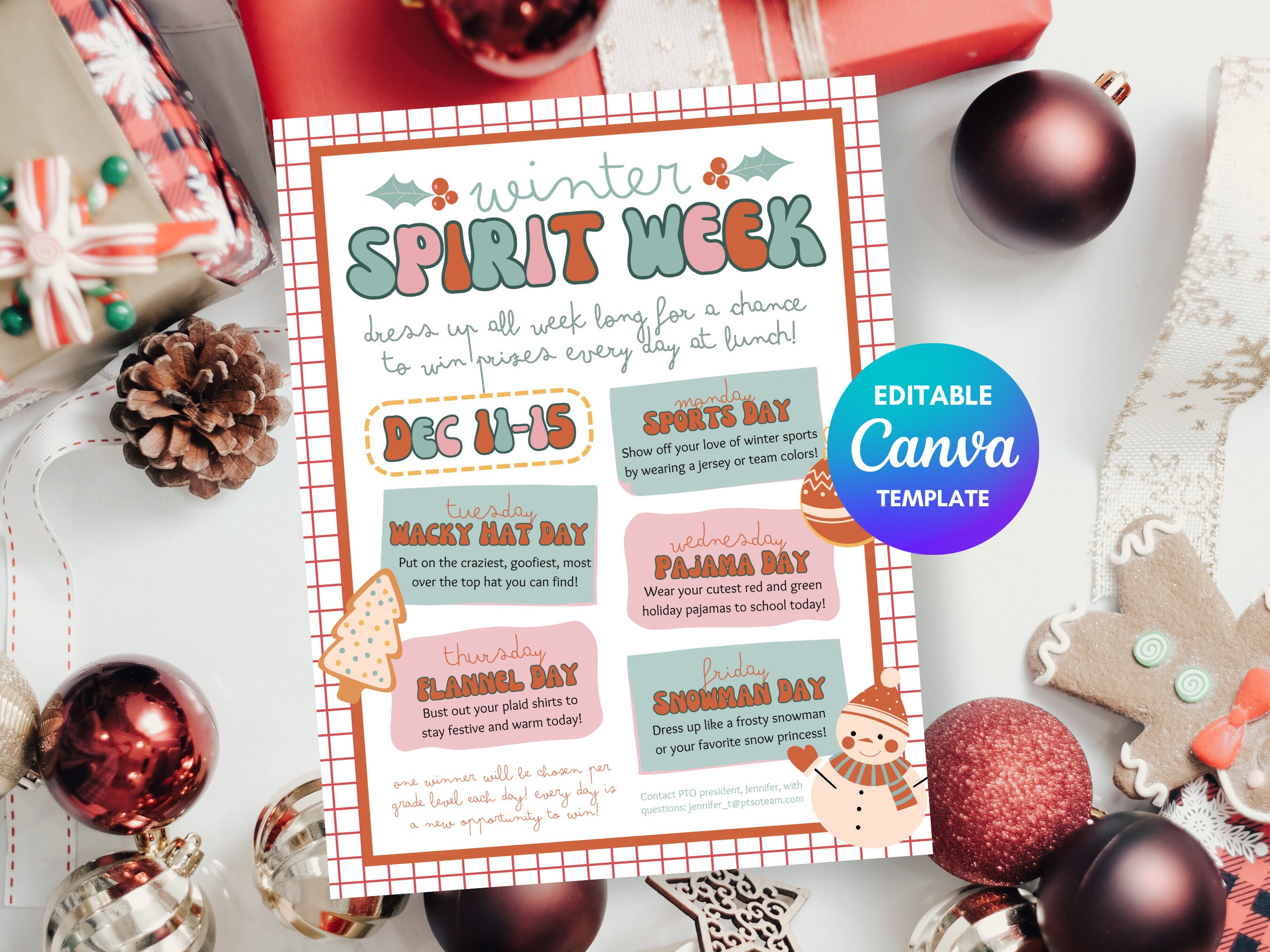 Winter Spirit Week Flyer Template, Holiday Dress-up Days (canva Template) -  Etsy