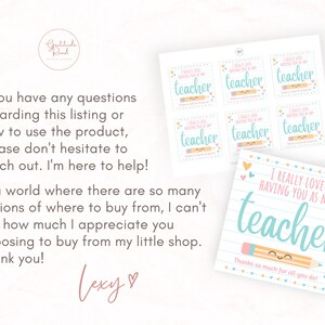 Teacher Thank You Gift Tag Printable, I Really Love Having You as My ...