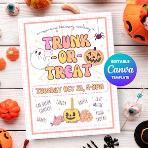Trunk-or-Treat Flyer Template, Trunk or Treat Flyer for Church Event, Halloween Festival Flyer, Halloween School Events, Autumn PTA Flyer