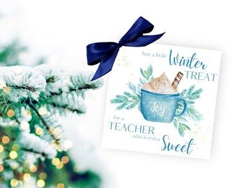 Blue Winter Break Teacher Gift Tag, Holiday Teacher Gift, Teacher