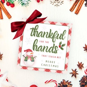 Étiquette cadeau de l’enseignant de Noël, reconnaissant pour les mains qui m’apprennent, professeur de lotion pour les mains, savon de l’enseignant, étiquette cadeau des Fêtes, remerciement de l’enseignant