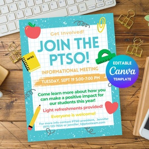 Editable PTA Recruitment Flyer, PTA Membership, Canva Template for PTO New Member Recruitment, Join the Pta, Templates for Pta President