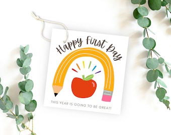 First Day of School Gift Tag, Printable Apple Tag (Digital Download)