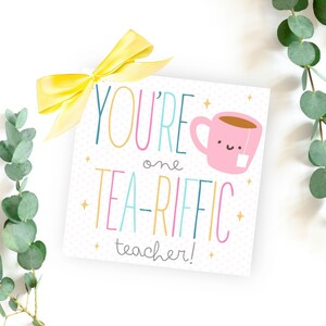 Etiqueta de presente de agradecimento do professor para impressão, você é um professor de chá-riffic, etiquetas de presente da semana de apreciação do professor, presentes do professor em massa, presente de chá Chai
