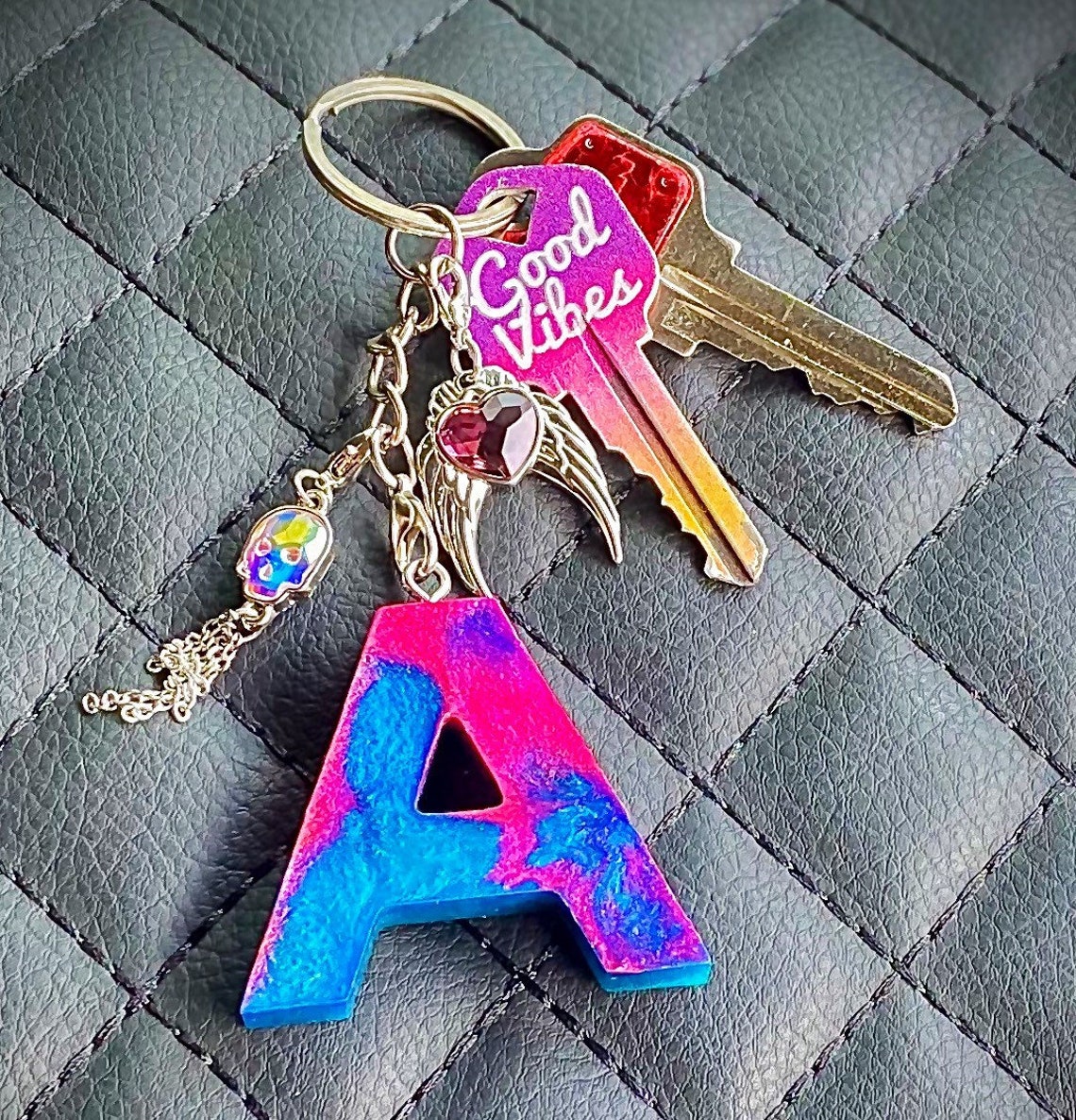 Custom Initial letter keychain Etsy