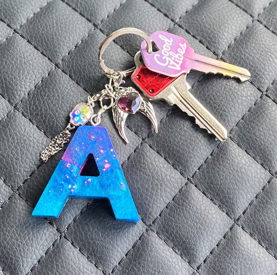 Custom Initial letter keychain Etsy