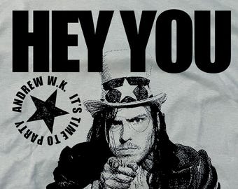 Andrew W.K. T-shirt (ice Grey) Party Rock Roll - Etsy