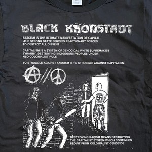Black Kronstadt T-Shirt (Black)  Crust Punk Antisect Extinction of Mankind Masskontroll Antischism