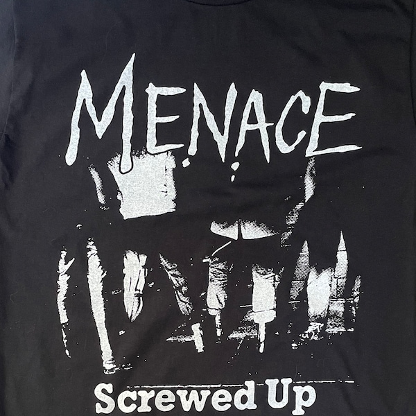 Menace T-Shirt (Black) Punk UK 1977 Angelic Upstarts Chelsea UK Subs Red Alert Cockney Rejects