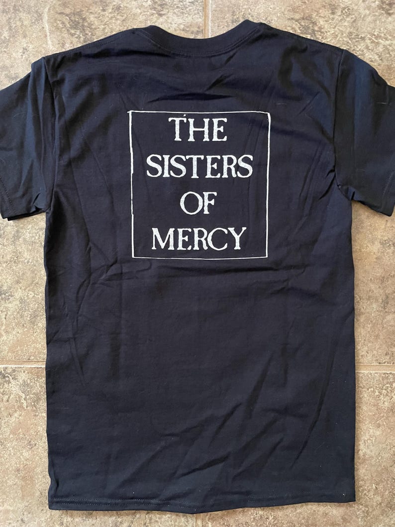 Sisters of Mercy *TWO-SIDED* T-Shirt (White on Black) Goth Post-Punk image 9
