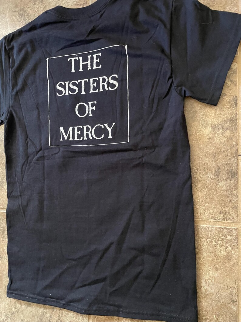 Sisters of Mercy *TWO-SIDED* T-Shirt (White on Black) Goth Post-Punk image 11