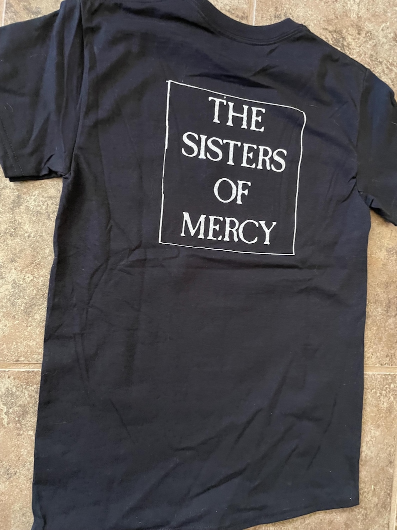 Sisters of Mercy *TWO-SIDED* T-Shirt (White on Black) Goth Post-Punk image 10