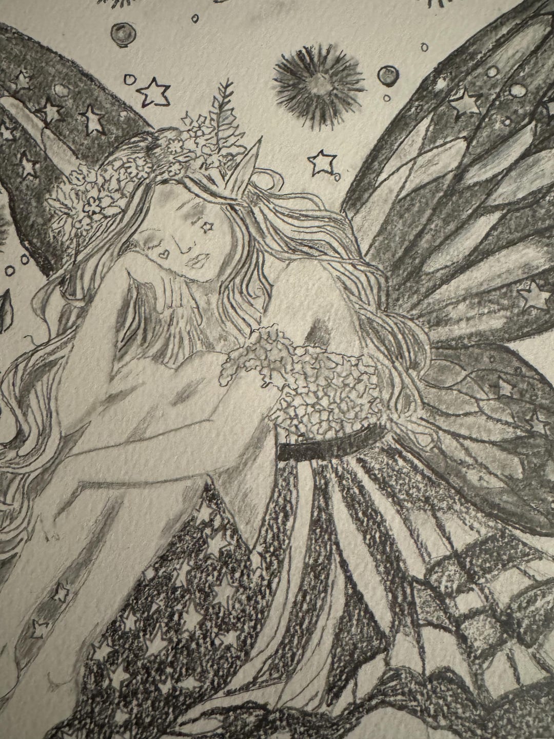 Celestial Dreamer – Charcoal Fairy Art | 9x12 Original Drawing - Etsy