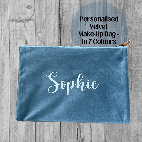 Personalised Lined Velvet Make Up Bag, Personalised Velvet Cosmetic Bag, Luxurious Makeup Bag Ideal Bridesmaid Gift, Friend Birthday Present