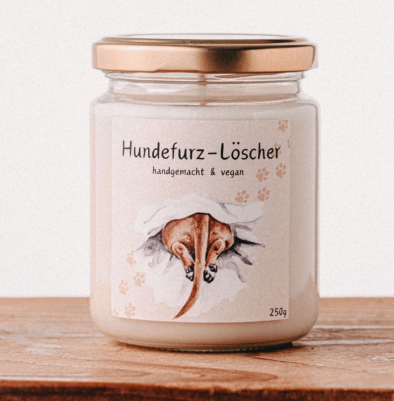 Duftkerze Hundefurz-Löscher Kerze Lustige Geschenkidee für Hundebesitzer Handarbeit & 100% Rapswachs Bild 1