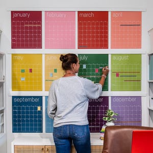Reusable Large Wall Calendar in Rainbow | 16 x 20 inches | Undated | Erasable Paper Calendar | Monthly Wall Planner | Perpetual Calendar