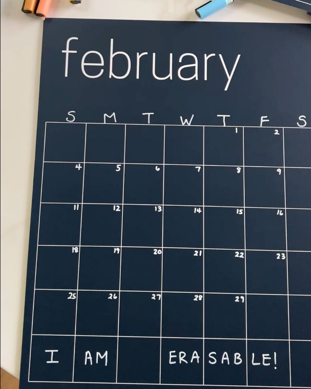 reusable-navy-blue-wall-calendar-erasable-wall-calendar-etsy