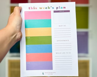 Colorful Weekly Planner Notepad | Weekly Planner Pad | Daily Planner | Desk Pad | Weekly Planner Notepad