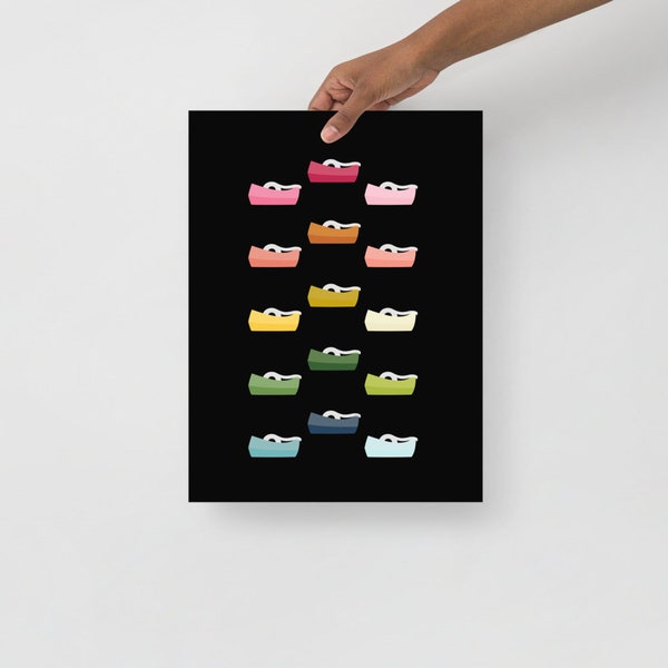 Office & Craft Room Art: Colorful Tape Dispensers Art Print with Black Background