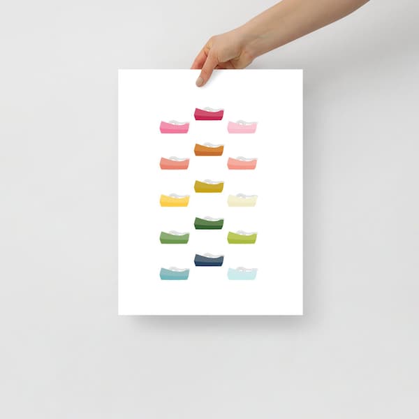 Office & Craft Room Art: Colorful Tape Dispensers Art Print with White Background