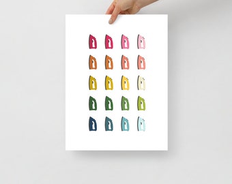 Colorful Irons Art Print with White Background
