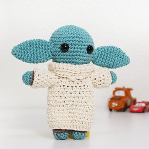 Handmade Baby Yoda Christmas Gift Idea Birthday Gift for Kids Baby Yoda Handmade Crochet Toy Plushie 100% Cotton Handmade Crochet Toy imagen 1