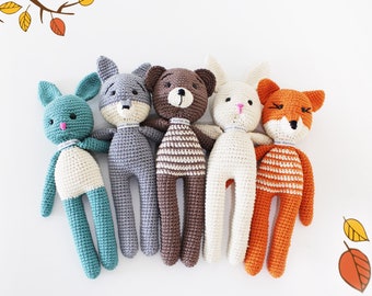 Handmade Crochet Bunny Cute Fox Bear Wolf Gift Idea Best Christmas Gift Toys Birthday Crochet Animals Soft Cotton Big Stuffed Toys Nursery