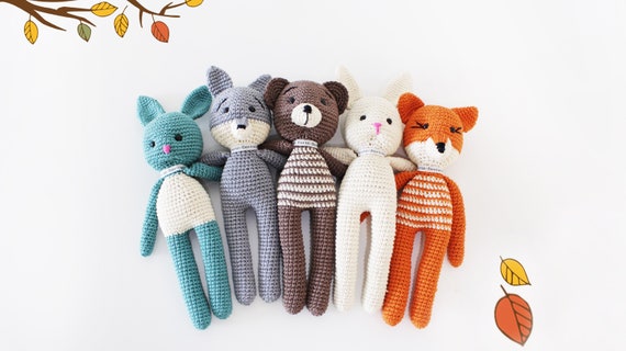 Handmade Crochet Bunny Cute Fox Bear Wolf Gift Idea Best Christmas Gift Toys Birthday Crochet Animals Soft Cotton Big Stuffed Toys Nursery