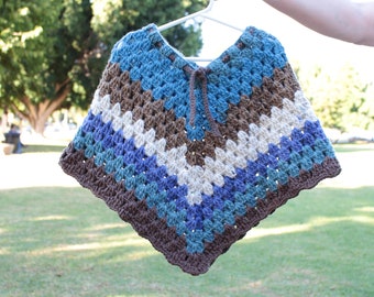 Kids Poncho Handmade Poncho Cardigan Shawl Crochet 100% Knitted - Great Birthday Gift