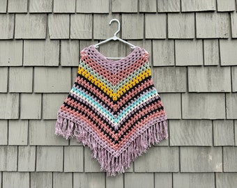 Mother's Day Gift Handmade Cardigan Poncho Crochet - Cotton 100% Knitted Beach Cover Shawl Granny Square Sweater Mother's Day Gift