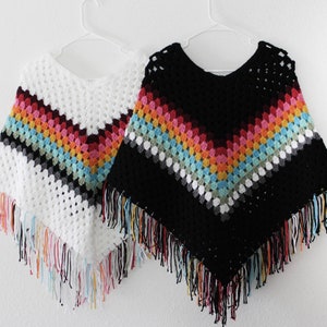 Handmade Poncho Christmas Gift Great Birthday Gift Cardigan Granny Square Retro Stripes Crochet Beach Cover Sweater Great Gift Idea