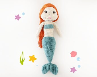 Handmade Mermaid Christmas Gift Idea for Kids ARIEL Crochet The Little Mermaid Soft Cotton Stuffed Toy Nursery Gift for Toddlers Plushie